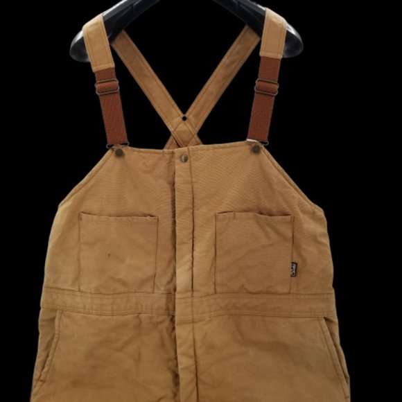 Walls Insulated Bibs Mens 2XL Short Brown Winter Overalls Hunting Outdoors - Picture 3 of 14